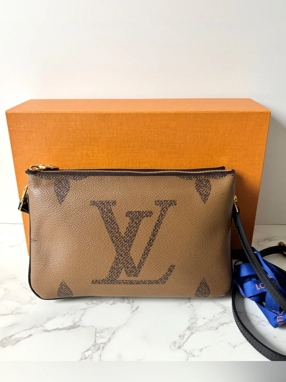 Louis Vuitton Double Zip Pochette Handbag Giant Reverse Monogram